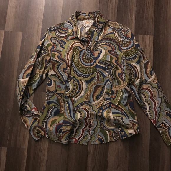 Talbots Other - 70s print button down stretch fit